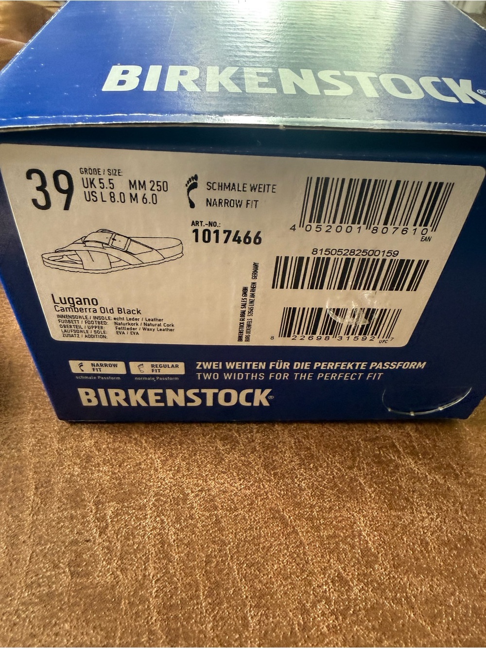 Birkenstock Black Lugano 39 Crisscross Leather Slide Sandals - Picture 4 of 4